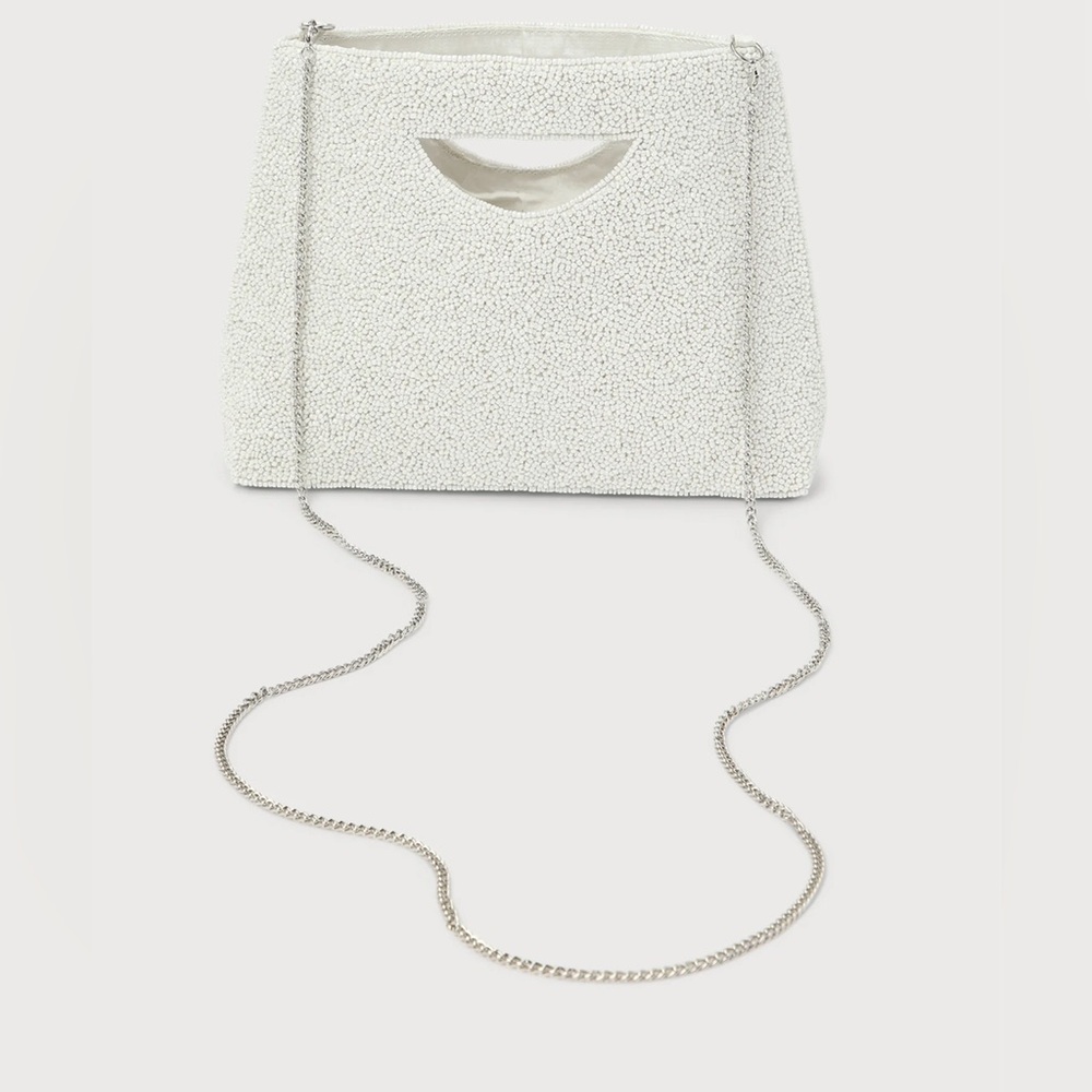 Ivory White Beaded Handbag
